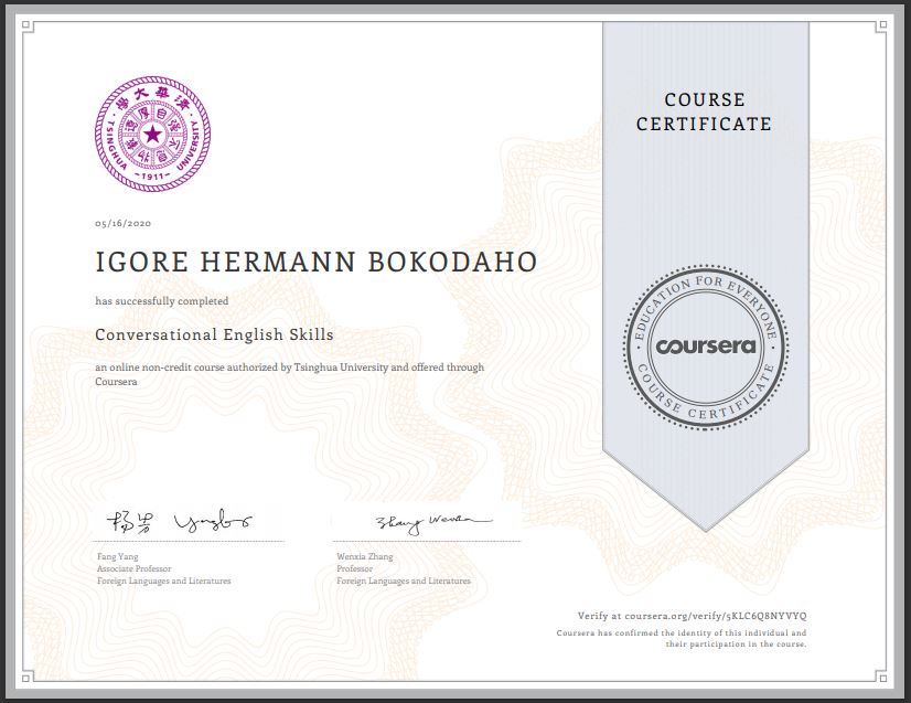ENGLISH CERTIFICATE